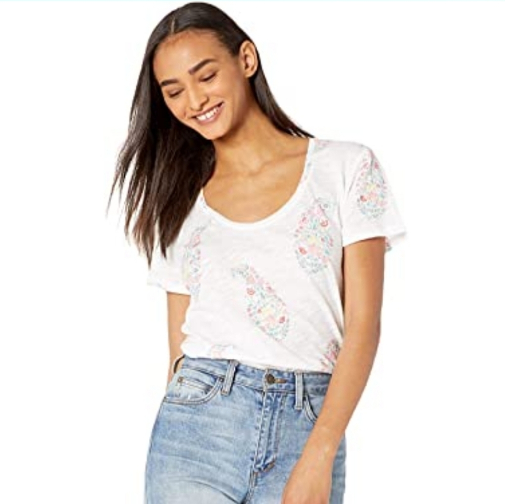 Lucky Brand Womens All Over Paisley Floral Tee Size Small NEW - Picture 5 of 10